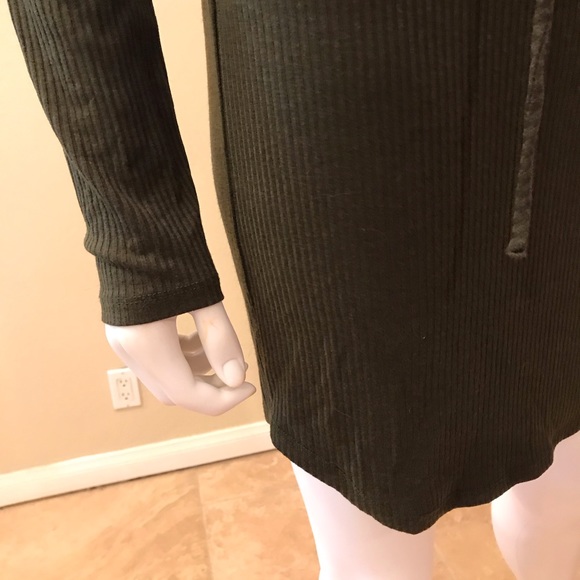 Forever 21 Olive Green Ribbed Mini Dress Lace Up Size Large - Picture 6 of 14